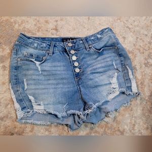 Indigo Rein Jean Button Up High Waisted Shorts